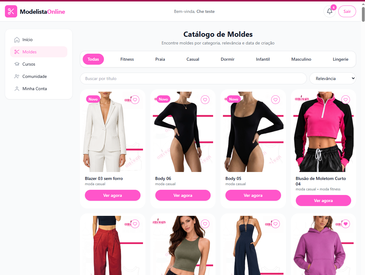 Catálogo da plataforma Modelista Online